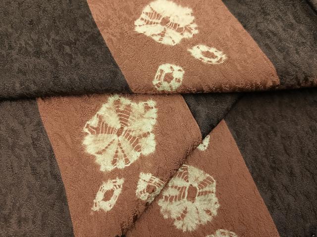 平和屋着物●上質な小紋　絞り　市松花文　正絹　逸品　AABJ3860ph