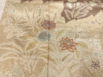 平和屋着物●創業460年・千總　訪問着　駒刺繍　草花文　金彩　正絹　逸品　AABJ3862ph