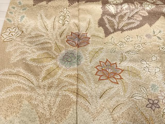 平和屋着物●創業460年・千總　訪問着　駒刺繍　草花文　金彩　正絹　逸品　AABJ3862ph
