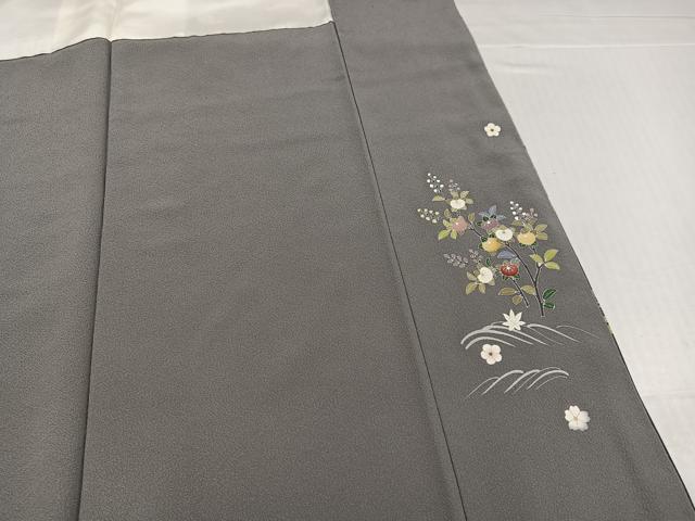 平和屋着物●訪問着　友禅　草花籬風景文　暈し染め　正絹　逸品　未使用　AABJ3863ph