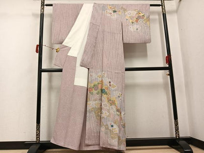平和屋着物●京友禅の第一人者　松井青々　訪問着　中国三大刺繍　相良刺繍　花尽くし　金彩　正絹　逸品　AABJ3864ph
