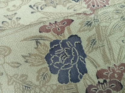 平和屋着物●上質な小紋　型染め　草花文　鬼しぼ縮緬　正絹　逸品　AABJ3865ph