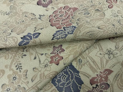 平和屋着物●上質な小紋　型染め　草花文　鬼しぼ縮緬　正絹　逸品　AABJ3865ph