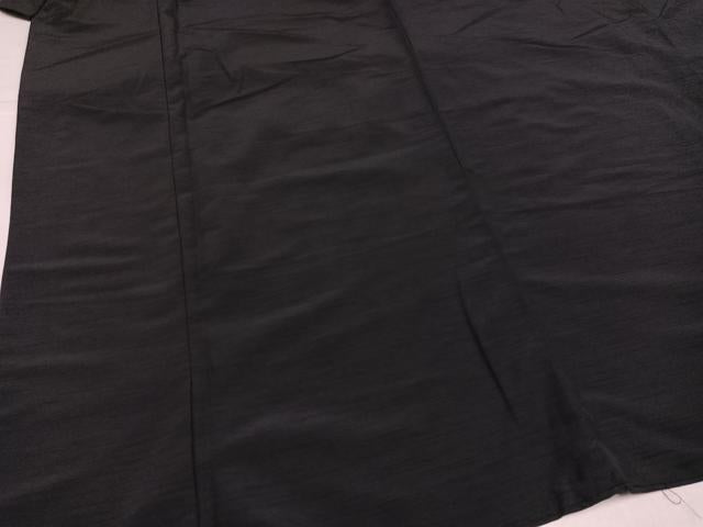 平和屋着物●男性　色無地　アンサンブル　黒色　洗える着物　AABJ3866ph