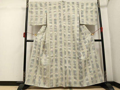 平和屋着物●本場結城紬　重要無形文化財　間道　正絹　逸品　未使用　AABJ3868ph