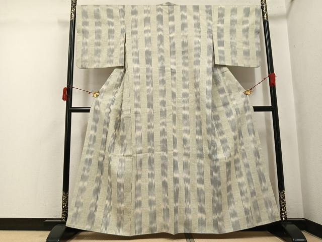 平和屋着物●本場結城紬　重要無形文化財　間道　正絹　逸品　未使用　AABJ3868ph