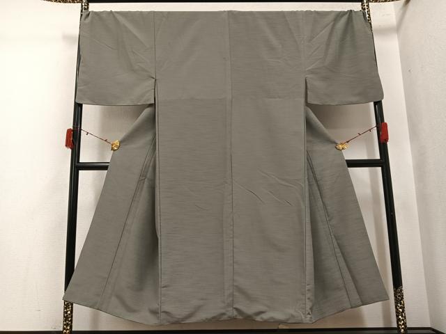 平和屋着物●男性　色無地　銀鼠色　洗える着物　AABJ3872ph