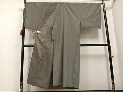 平和屋着物●男性　色無地　銀鼠色　洗える着物　AABJ3872ph