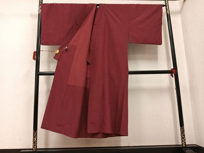 平和屋着物●男性　色無地　アンサンブル　鳶色　洗える着物　AABJ3874ph