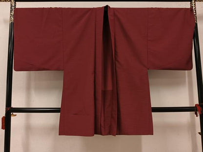 平和屋着物●男性　色無地　アンサンブル　鳶色　洗える着物　AABJ3874ph