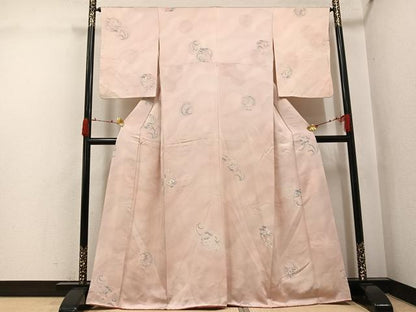 平和屋着物●上質な小紋　手描き　地紋起こし　草花文　正絹　逸品　AABJ3875ph