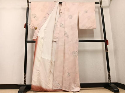 平和屋着物●上質な小紋　手描き　地紋起こし　草花文　正絹　逸品　AABJ3875ph