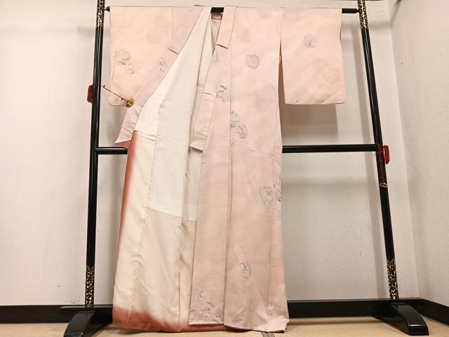 平和屋着物●上質な小紋　手描き　地紋起こし　草花文　正絹　逸品　AABJ3875ph