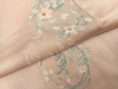 平和屋着物●上質な小紋　手描き　地紋起こし　草花文　正絹　逸品　AABJ3875ph
