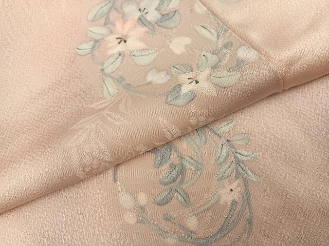 平和屋着物●上質な小紋　手描き　地紋起こし　草花文　正絹　逸品　AABJ3875ph