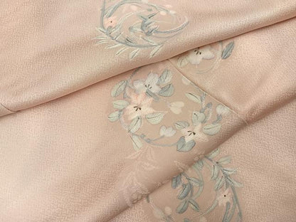 平和屋着物●上質な小紋　手描き　地紋起こし　草花文　正絹　逸品　AABJ3875ph