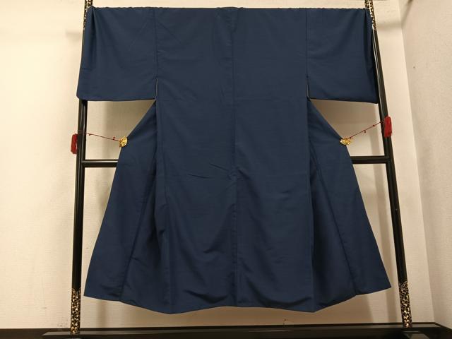 平和屋着物●男性　色無地　鉄御納戸色　洗える着物　AABJ3878ph