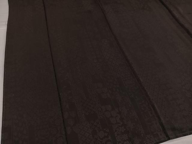 平和屋着物●上質な色無地　幻の染織　花鳥地紋　海松茶色　夢紫美術館謹製　反端付き　正絹　逸品　AABJ3881ph
