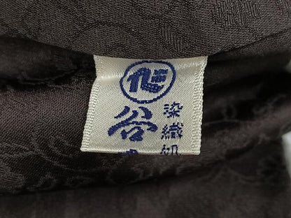 平和屋着物●上質な色無地　幻の染織　花鳥地紋　海松茶色　夢紫美術館謹製　反端付き　正絹　逸品　AABJ3881ph