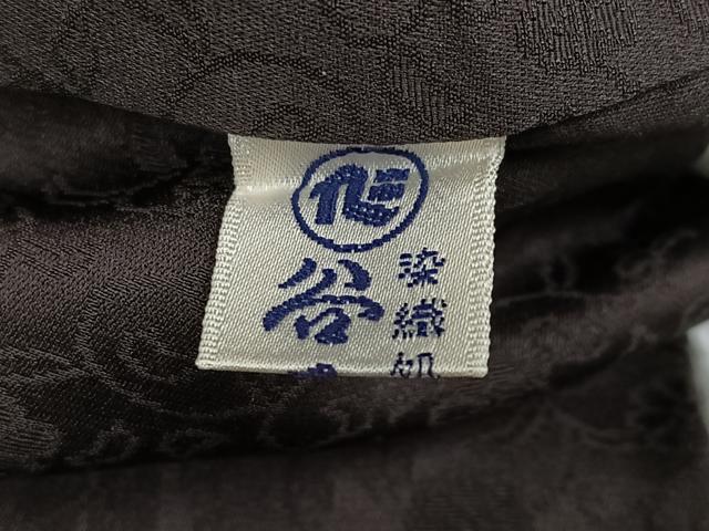 平和屋着物●上質な色無地　幻の染織　花鳥地紋　海松茶色　夢紫美術館謹製　反端付き　正絹　逸品　AABJ3881ph