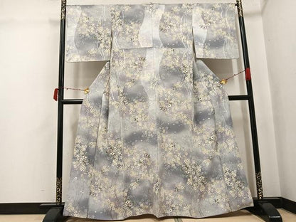 平和屋着物●上質な小紋　草花文　金彩　正絹　逸品　AABJ3883ph