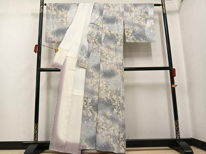 平和屋着物●上質な小紋　草花文　金彩　正絹　逸品　AABJ3883ph