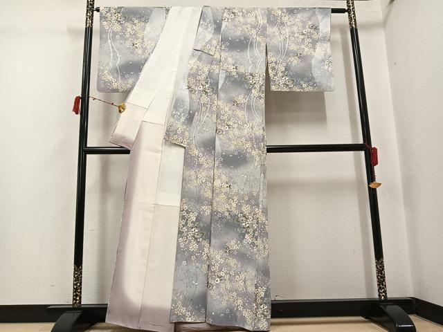 平和屋着物●上質な小紋　草花文　金彩　正絹　逸品　AABJ3883ph