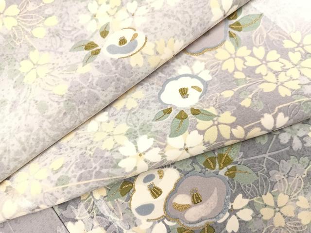 平和屋着物●上質な小紋　草花文　金彩　正絹　逸品　AABJ3883ph