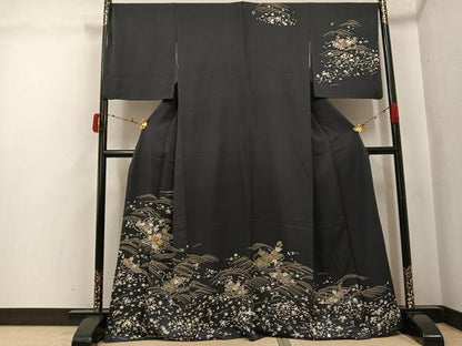 平和屋着物●訪問着　駒刺繍　花筏文　金彩　正絹　逸品　AABJ3886ph