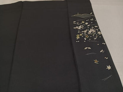 平和屋着物●訪問着　駒刺繍　花筏文　金彩　正絹　逸品　AABJ3886ph
