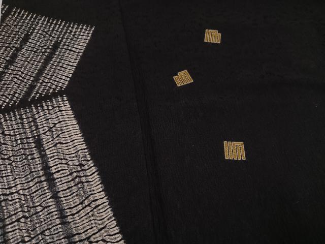 平和屋着物●訪問着　作家物　絞り　刺繍　源氏香　黒地　正絹　逸品　AABJ3890ph