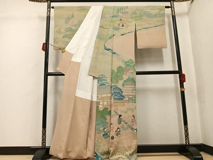 平和屋着物●訪問着　作家物　童子風景文　正絹　逸品　AABJ3892ph