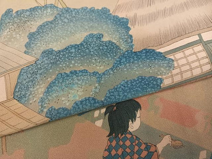 平和屋着物●訪問着　作家物　童子風景文　正絹　逸品　AABJ3892ph