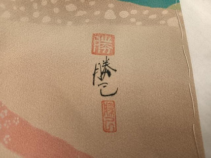 平和屋着物●訪問着　作家物　童子風景文　正絹　逸品　AABJ3892ph
