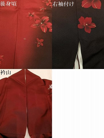 平和屋着物●豪華振袖　舞花文　暈し染め　金彩　正絹　逸品　AABJ3893ph