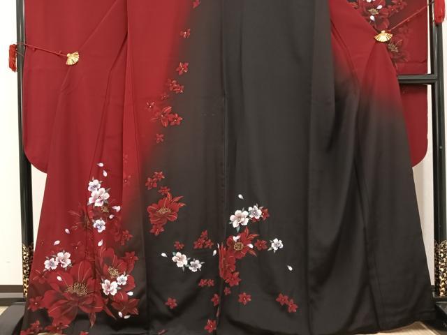 平和屋着物●豪華振袖　舞花文　暈し染め　金彩　正絹　逸品　AABJ3893ph