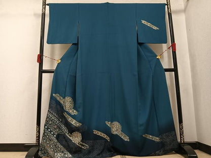 平和屋着物●訪問着　鏡裏飛鶴花文　暈し染め　金彩　正絹　逸品　AABJ3896ph
