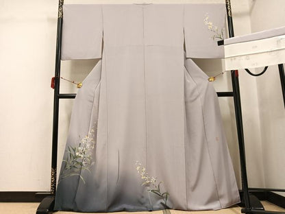 平和屋着物●十日町友禅　女流作家　遠田藤舟 　訪問着　草花文　暈し染め　丹後ちりめん　反端付き　正絹　逸品　AABJ3897ph