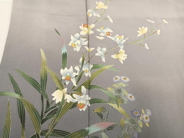 平和屋着物●十日町友禅　女流作家　遠田藤舟 　訪問着　草花文　暈し染め　丹後ちりめん　反端付き　正絹　逸品　AABJ3897ph