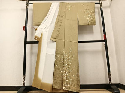 平和屋着物●訪問着　草花文　金彩　正絹　逸品　AABJ3898ph