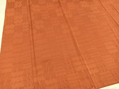 平和屋着物●上質な色無地　麻の葉地紋　赤茶色　正絹　逸品　AABJ3899ph