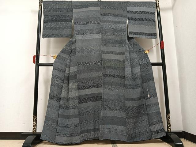 平和屋着物●小紋師　基之作　江戸小紋　百柄　鬼しぼ縮緬　正絹　逸品　AABJ3900ph