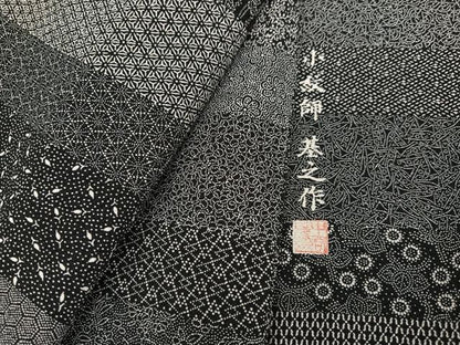 平和屋着物●小紋師　基之作　江戸小紋　百柄　鬼しぼ縮緬　正絹　逸品　AABJ3900ph