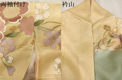 平和屋着物●豪華振袖　駒刺繍　立波花文　暈し染め　金彩　正絹　逸品　AABJ3902ph