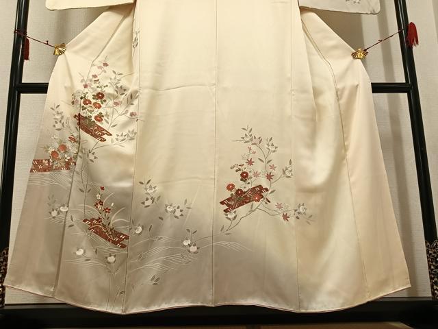 平和屋着物●訪問着　駒刺繍　花筏文　暈し染め　金彩　正絹　逸品　AABJ3903ph