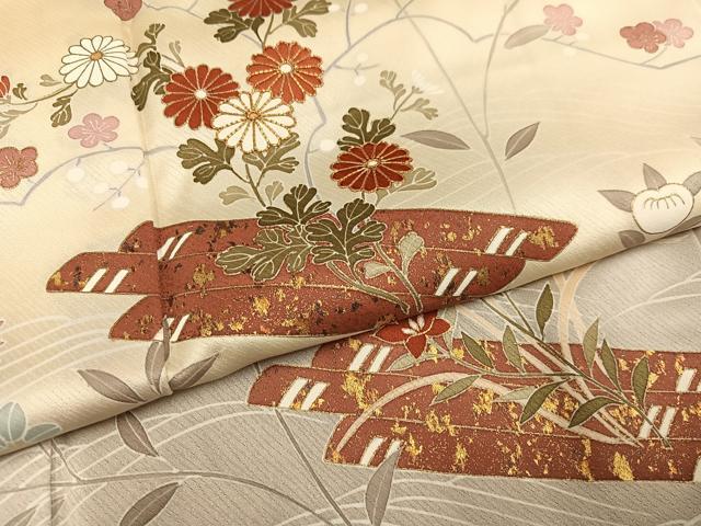 平和屋着物●訪問着　駒刺繍　花筏文　暈し染め　金彩　正絹　逸品　AABJ3903ph