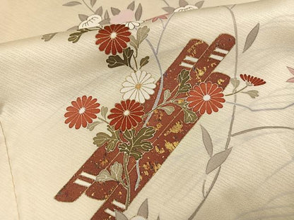 平和屋着物●訪問着　駒刺繍　花筏文　暈し染め　金彩　正絹　逸品　AABJ3903ph