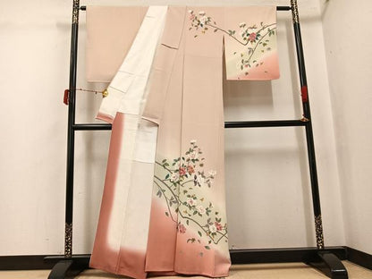 平和屋着物●訪問着　友禅　作家物　枝花文　暈し染め　正絹　逸品　AABJ3909ph