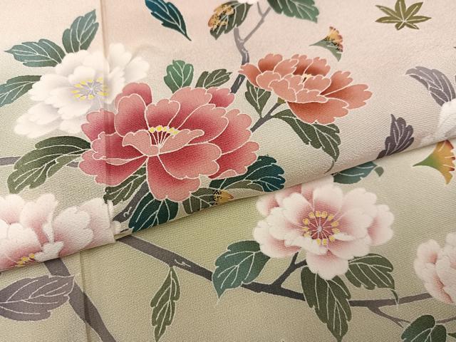 平和屋着物●訪問着　友禅　作家物　枝花文　暈し染め　正絹　逸品　AABJ3909ph