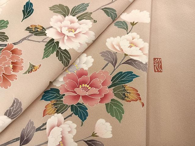 平和屋着物●訪問着　友禅　作家物　枝花文　暈し染め　正絹　逸品　AABJ3909ph